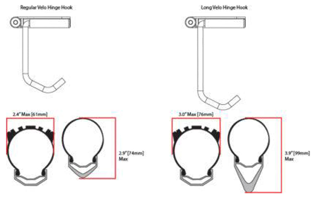 Velo Hinge Long Hook