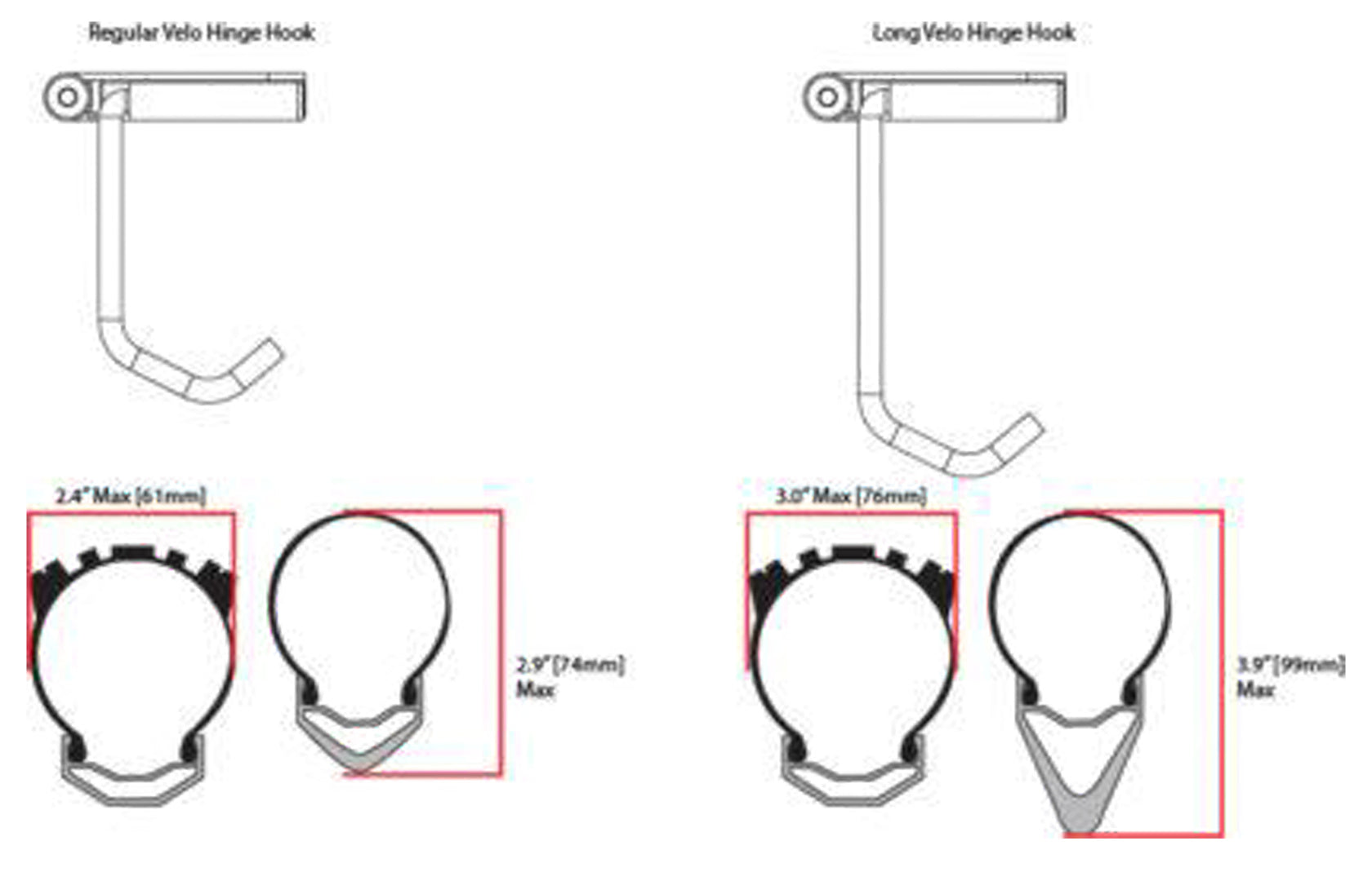 Velo Hinge Long Hook