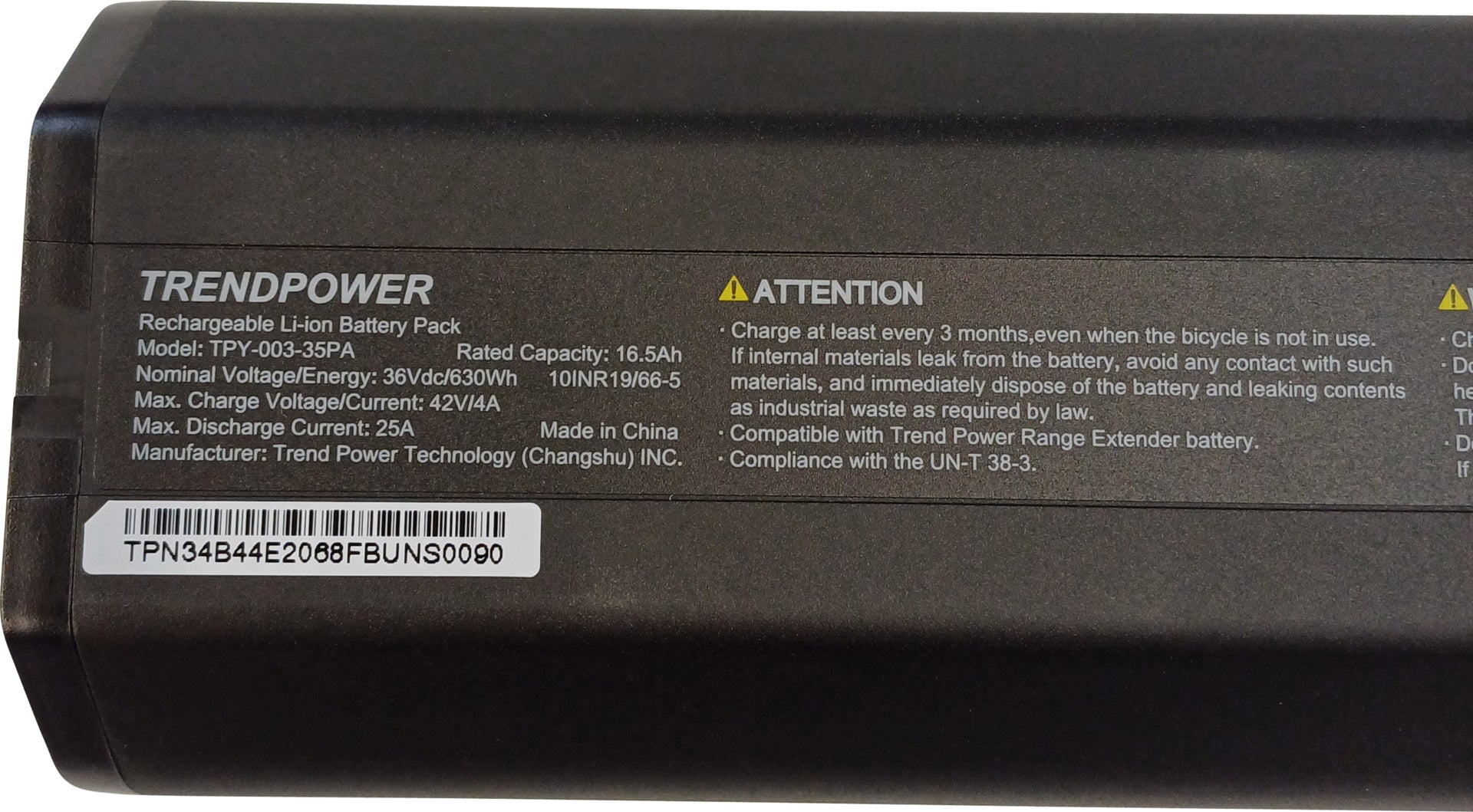 Simplo Battery 36V, 17.5Ah, 630Wh