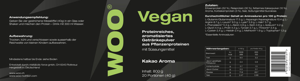 Protein Vegan Cocoa Tin of 800g